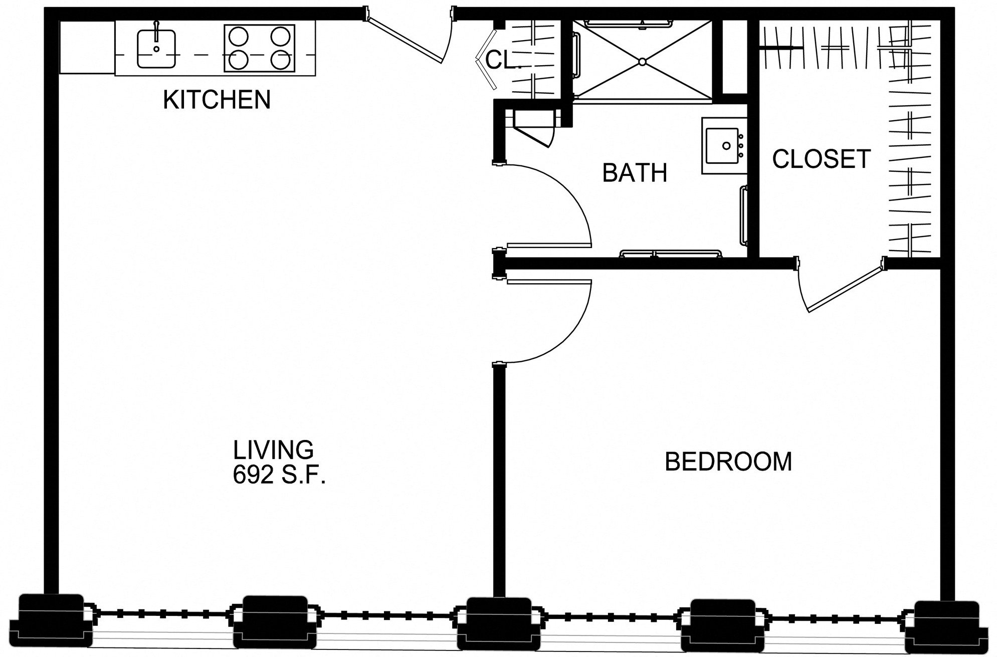 Floorplan for Apartment #S2421, 1 bedroom unit at Halstead Providence